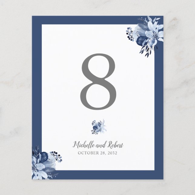 BUDGET Hübsch Gray Navy Blue Floral Hochzeit (Vorderseite)