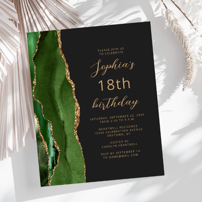 Budget Hunter Green Agate Script 18th Birthday (Von Creator hochgeladen)