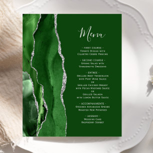 Budget Hunter Green Silver Agate Wedding Menü