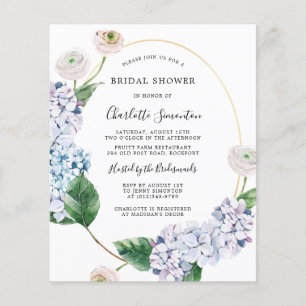 Budget Hydrangea Rose Bridal Dusche Einladung