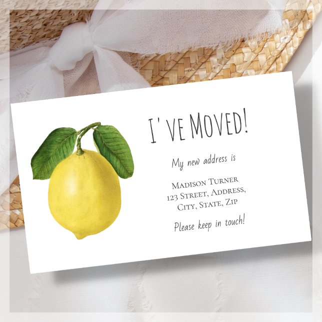 Budget Ich habe Lemon Announcement Card verschoben Mitteilungskarte (Von Creator hochgeladen)