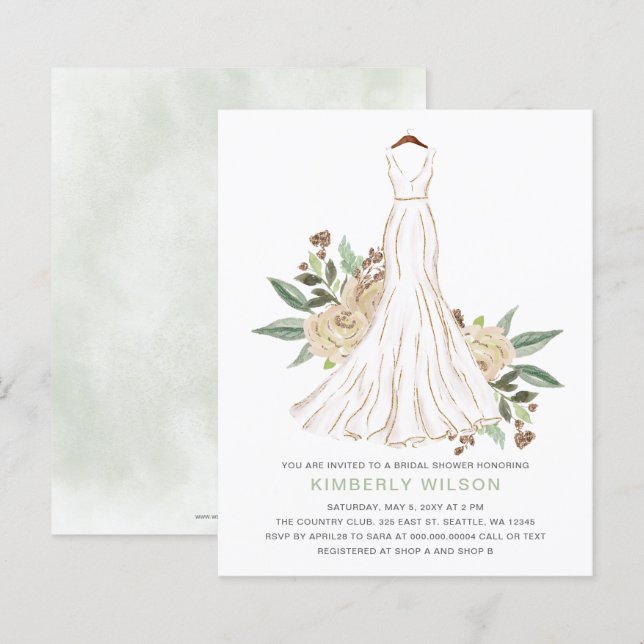 Budget Ivory Floral Wedding Dress Brautparty (Vorne/Hinten)