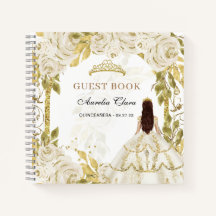 Budget Ivory White Floral Quinceañera Guest Book