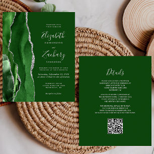 Budget Jägergrün Achat Silber QR Code Hochzeit