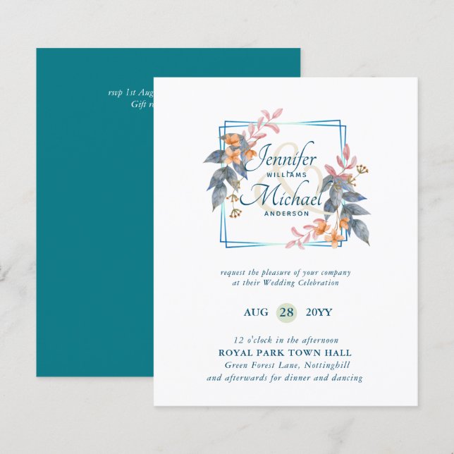 BUDGET Jardin Feuilles Mariages de automne Invitat (Devant / Derrière)