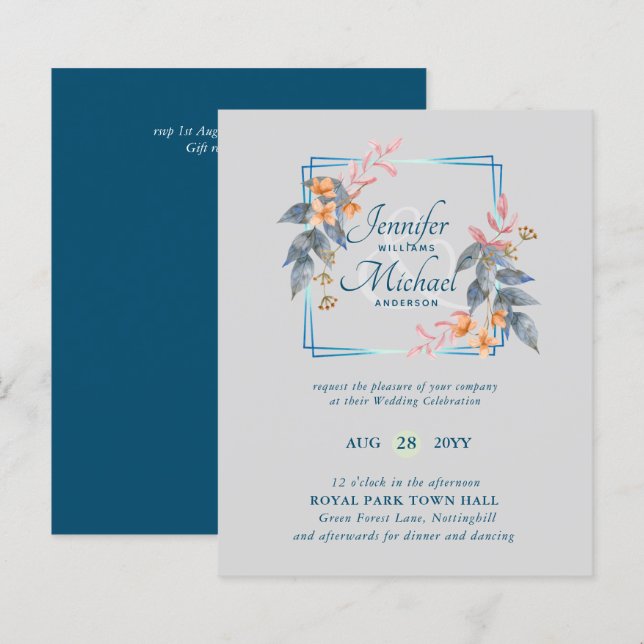 BUDGET Jardin Feuilles Mariages de automne Invitat (Devant / Derrière)