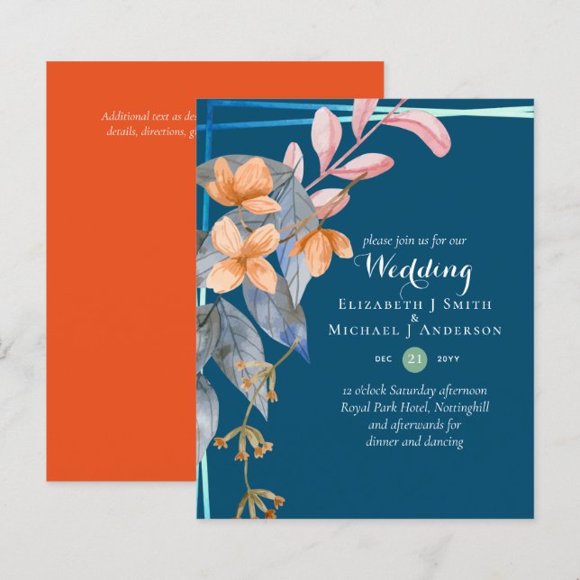 BUDGET Jardin Feuilles Mariages de automne Invitat (Devant / Derrière)