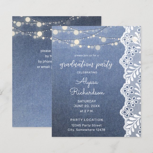 Budget Jean Lace String Lights Graduation Party (Vorne/Hinten)