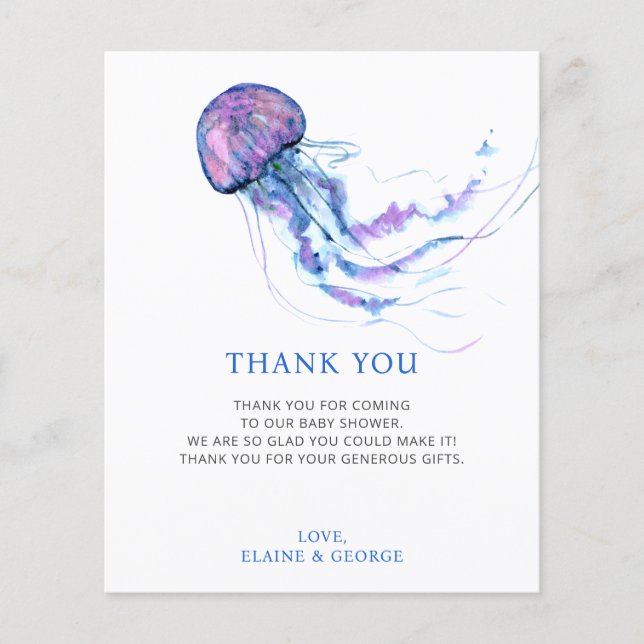 Budget Jellyfish Babydusche Danke Karte (Vorderseite)
