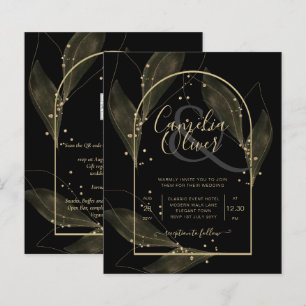 BUDGET Jet Black Gold Feuilles mariage INVITE