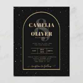 BUDGET Jet BLACK GOLD Starry Night Wedding INVITE Flyer