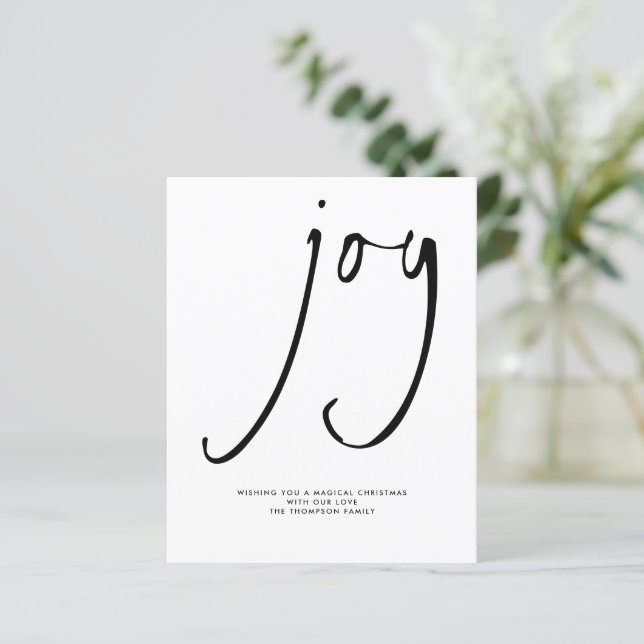 Budget Joy Elegante Script Schwarz-weiß Holiday (Stehend Vorderseite)