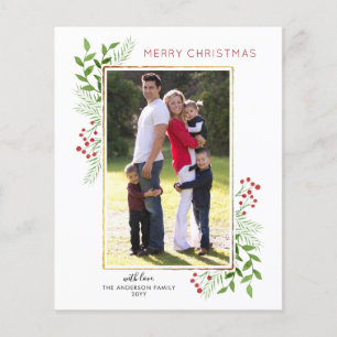 Budget Joyeux Noël Feuille photo Carte de vacances