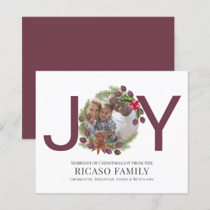 BUDGET Joyeux Noël Joie Plum Carte photo de couron