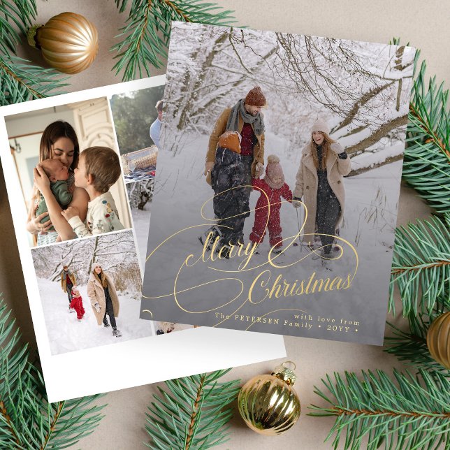 Budget Joyeux Noël multi photo Carte de vacances (Créateur téléchargé)