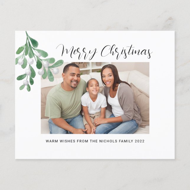 Budget Joyeux Noël vert Carte de vacances photo (Devant)