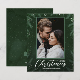 Budget Joyeux Noël vert Carte de vacances photo