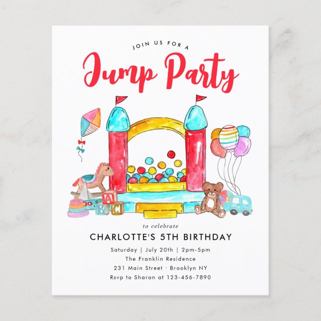 Budget JUMP PARTY Bounce House Trampolin Geburtsta (Vorderseite)