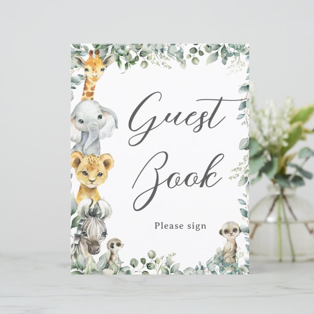 Budget Jungle Animals Baby Gästebuchsignatur (Stehend Vorderseite)