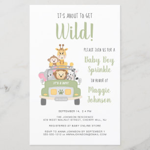 Budget Jungle Safari Baby Boy Sprinkle Einladung