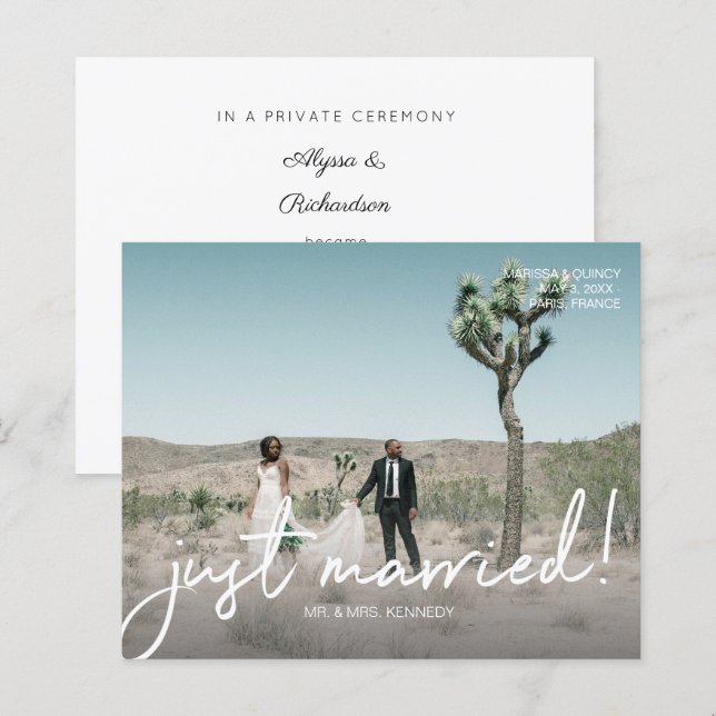 Budget Just Married 4 Foto Hochzeit Ankündigung (Vorne/Hinten)