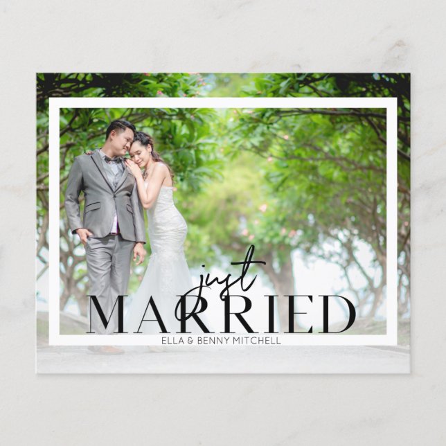 Budget Just Married Fra Foto Hochzeitsankündigung Flyer (Vorne)