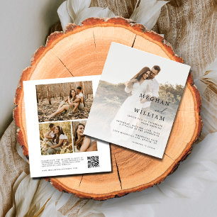 Budget Kalligrafie QR Code Foto Hochzeitseinladung Flyer