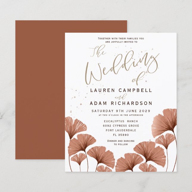 Budget Kalligrafie Terracotta Foliage Wedding (Vorne/Hinten)