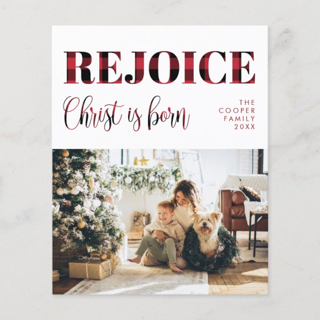 BUDGET Kariert Holiday Foto Card | Moderne Weihnac Flyer (Vorne)