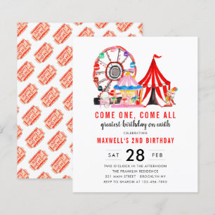 Budget Karneval Circus Geburtstag Einladung anzeig