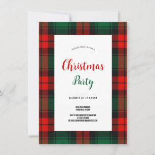Budget Karo Retro Schrift rot und grün Weihnachten Einladung