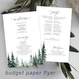 Budget-Kiefernwald-Ziel-Hochzeitsprogramm Flyer