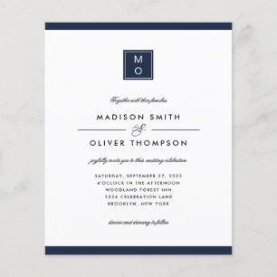 BUDGET Klassisch Elegantes Navy Blau Monogramm Hoc