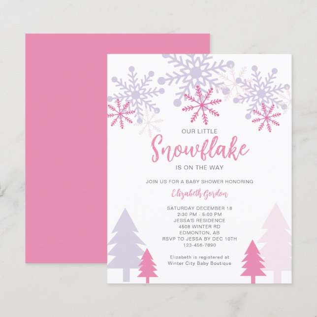 Budget Kleine Snowflake Babydusche Winter (Vorne/Hinten)