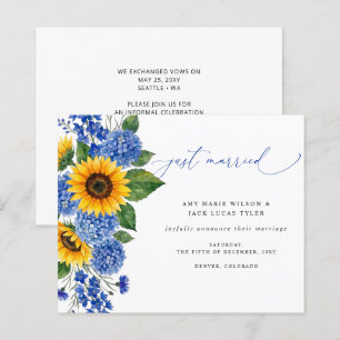 Budget königsblaue Sonnenblumen Hochzeitsankündigu