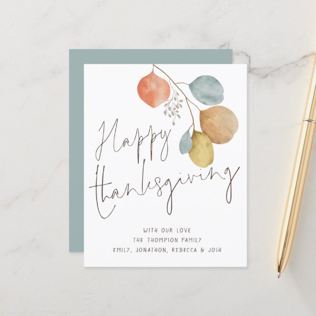 Budget Künstlerische Blätter Script Happy Thanksgi (Vorderseite/Rückseite Beispiel)