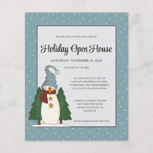 Budget Landhaus-Weihnachtsschneemann-Empfang Flyer