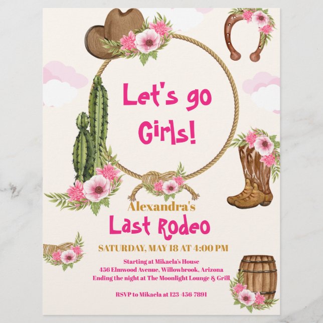 Budget Last Rodeo Cowgirl Brautparty Flyer (Vorne)
