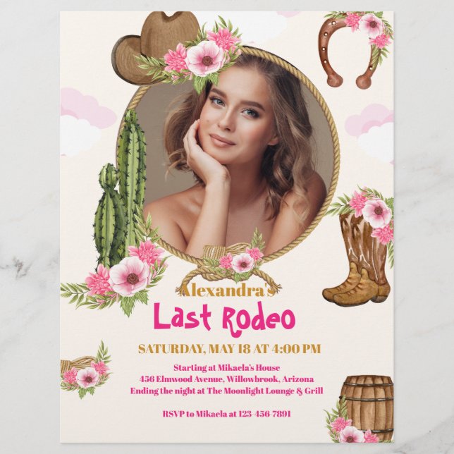 Budget Last Rodeo Cowgirl Brautparty Foto Flyer (Vorne)
