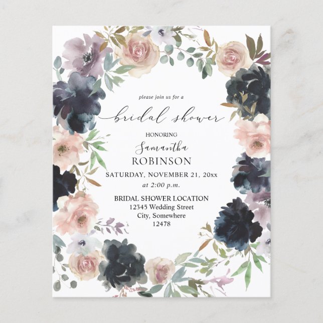 Budget Lavendel, Marine und rosa Brautparty Flyer (Vorne)
