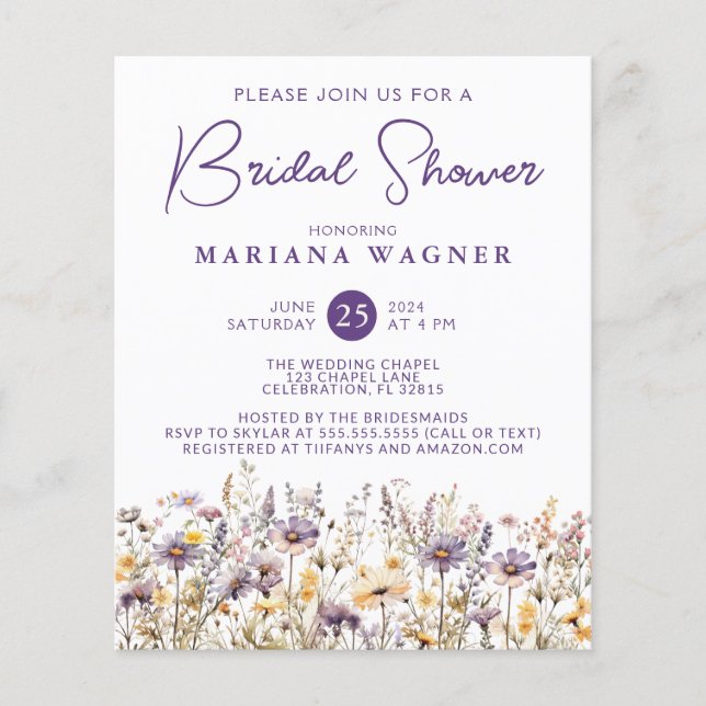 Budget Lavender Beige Wildblumen Brautparty (Vorderseite)