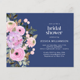 Budget Lavender Blue Floral Brautparty Einladung