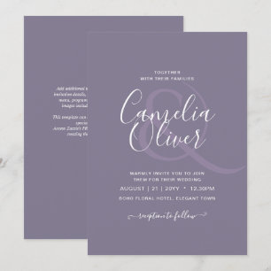 BUDGET Lavender Dusty Lila monochrome Hochzeit Einladung