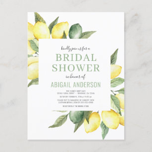 Budget Lemon Floral Bridal Dusche Einladung Postkarte