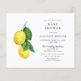Budget Lemon Gender Neutral Baby Duwer Einladung