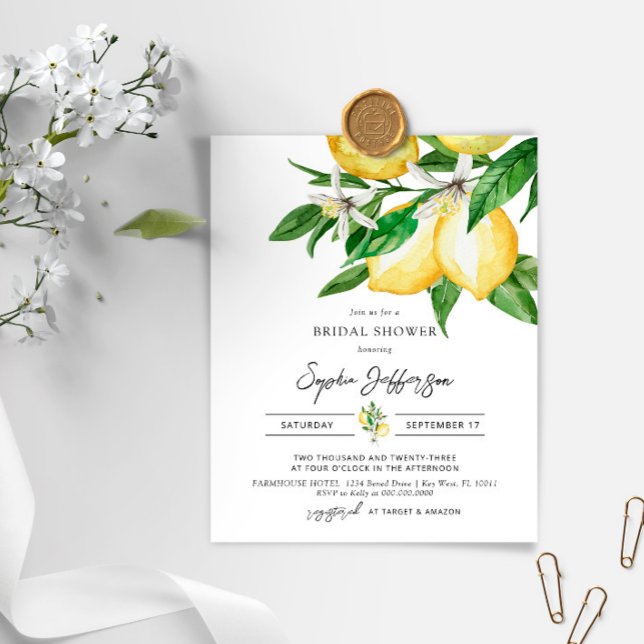 Budget Lemon Greenery Bridal Dusche Einladung (Von Creator hochgeladen)