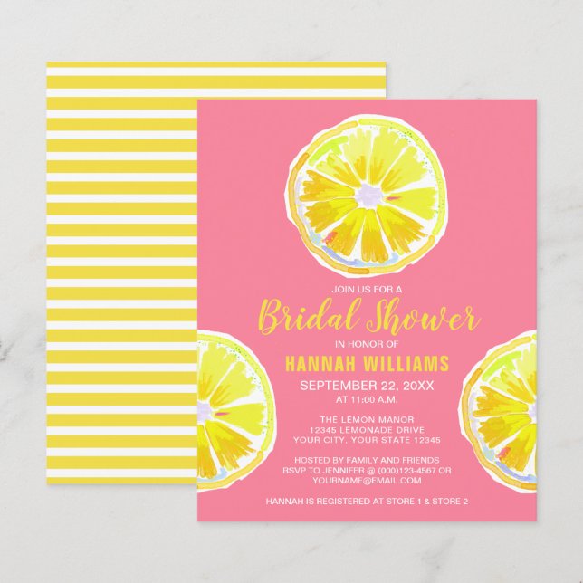 Budget Lemon Slices Bridal Dusche Einladung (Vorne/Hinten)