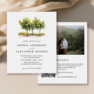 Budget Lemon Tree Foto QR Code Wedding Einladung