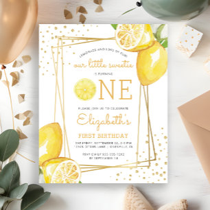 Budget Lemon Watercolor 1. Geburtstagseinladung zu