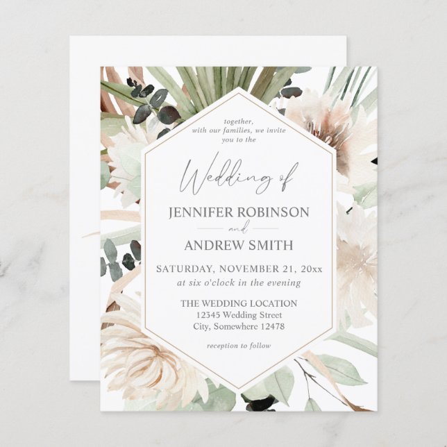 Budget LG Text Boho Eukalyptus Palm Blumenzehen (Vorne/Hinten)